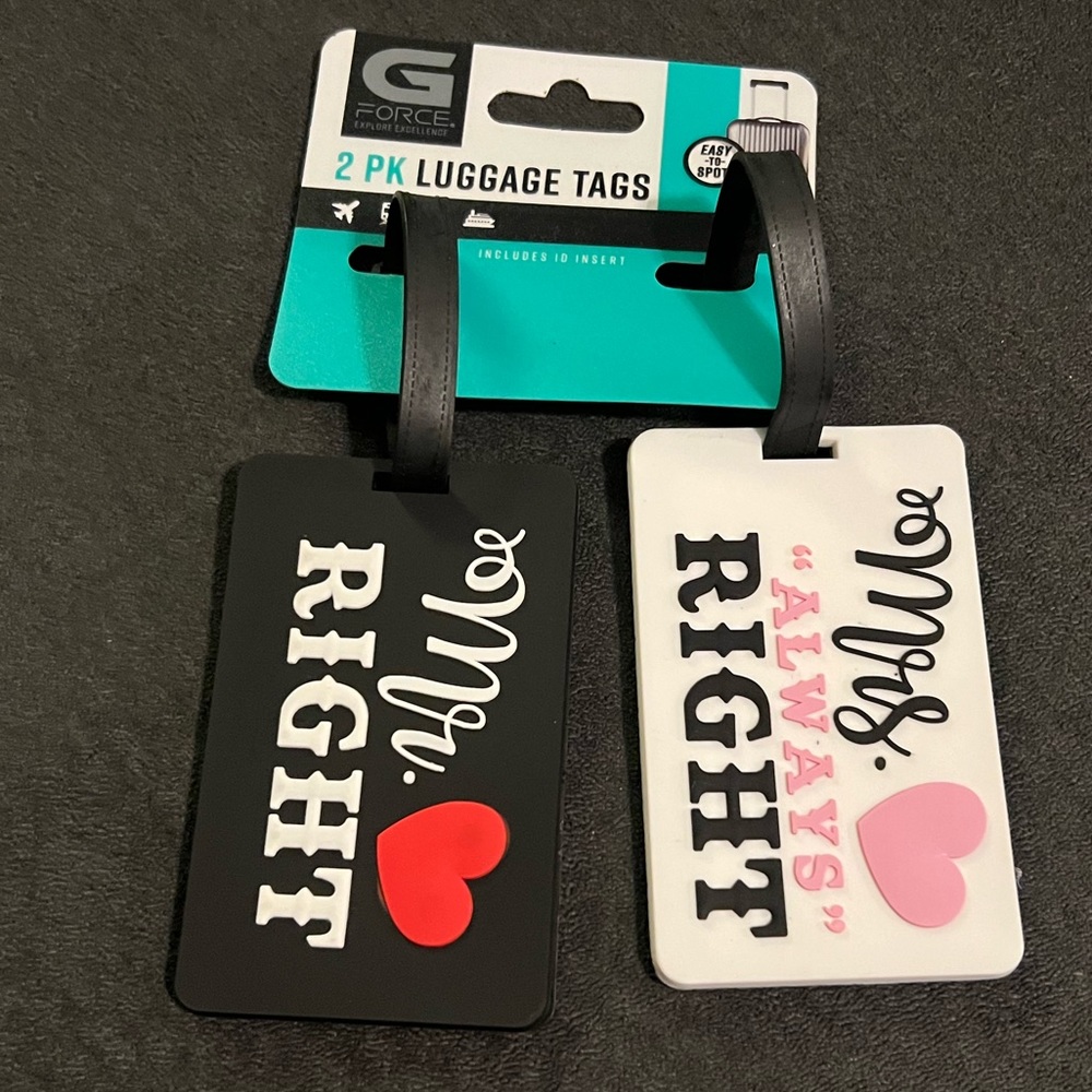 Luggage tag 2pk set Mrs always right, mr right